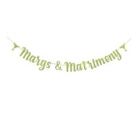Dalaber Margs And Matrimony Banner, Margarita Bachelorette Party Decorations,Mexican Fiesta Wedding Bridal Shower Party Supplies, Green Glitter