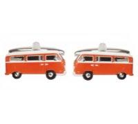 Dalaco Novelty Orange Coloured Campervan Cuff Links In Polished Stainless Steel In Presentation Box - The For All Campervan Lovers (90-1447)
