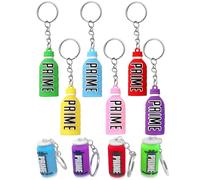 DALAETUS 10 Pcs Prime Drink Bottle Keyring Set, Mini Drink Bottle Keychain for Bags, Wingmirrors, Keysets, Silica Cans Beverage Drink Keyring for Men, Women, Children Gift