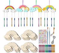 DALAETUS 12 Pcs Wind Chime Set, Rainbow Wind Chime Craft for Painting, Decorating, Wooden Pretty Craft Kit, DIY Crafts, Gifts, Art Activity