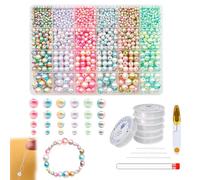 DALAETUS 1901 Pcs Round Glass Pearl Bead Set, Multi-Size, Multi-Colored, Modern & Festive, For Adults, Teens & Kids, Non-Foldable, Includes Storage Box