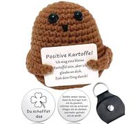 DALAETUS 2 Pcs Cute Knitted Potato Doll, Positive Potato with Pocket Hug Lucky Coin with Leather Bag, Encouraging Gift for Adult, Kids, Lover, Valentines Day