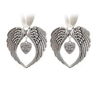 DALAETUS 2 Pcs Memorial Bauble, Christmas Ornament for Home Decor Gifts, "A Piece of My Heart is In Heaven" Angel Wings Shaped Tree Hanging (With Ribbon)