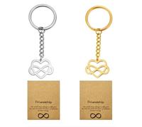 DALAETUS 2 Pieces Friend Keyrings with Friendship cards Set, Friend Gift for Women Girls, Friendship Keyring for Ladies Birthday Gifts, Graduation Gift, Heart Shaped Keychain (Gold, Silver)