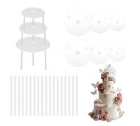 DALAETUS 24 Pcs Cake Dowels for Tiered Cakes Set with Cake Boards, Reusable Cake Dowel for Cake Shop, Cake Supports for Tiered Cakes Construction and Stacking Supporting (Transparent