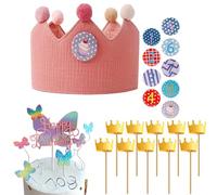 DALAETUS 25 Pcs Birthday Party Hat Set, Reusable Birthday Crown with Badges, Inserts, Happy Birthday Hat for Girls Boys Baby Children Aged 1-9, Crown Hats for Birthday Decorations Party Photo Props