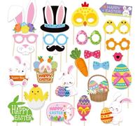 DALAETUS 25 Pcs Easter Photo Booth Props Set, Easter Party Props, Easter Egg Hunt Arrow Signs, DIY Decorations Accessories for Treasure Scavenger Games Outdoor