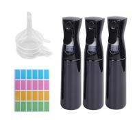 DALAETUS 3 Pcs 300ml Plastic Spray Bottles Set, Empty Misting Sprayers with Funnels, Marking Stickers, Refillable Water Spray Bottles for Curly Hair, Plants, Barber, Face, Hairdressing, Ironing