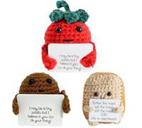 DALAETUS 3 Pcs Creative Knitting Wool Doll, Mini Funny, Tomato Doll, Potato Doll, Toast Doll for Men Women Birthdays Gift, Love, Valentines Day, Office Cute Decorative
