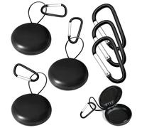 DALAETUS 3 Pcs Mini Ear Plug Carrying Cases, Plastic Ear Plug Storage Boxes with D-Shaped Carabiners, Potable Round Earplug Cover for Travel Running Camping (Black)