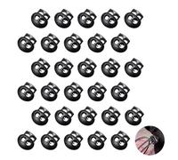 DALAETUS 30 Pcs Black Cord Locks Set, Oval Toggles for Drawstrings, 5mm Dual-Holes Spring Cord Locks for Drawstrings, Paracord, Drawstring Toggles for Bags, Hats, Shoelaces, Clothing