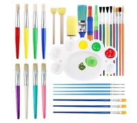 DALAETUS 30 Pcs Kids Paint Brushes, Colorful Kids Painting Brush Set in Various Sizes with Paint Palettes for Children, Toddlers and Beginners