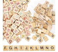 DALAETUS 300 Pcs Wooden Black Scrabble Set, DIY Wood Letter Tiles for Crafts