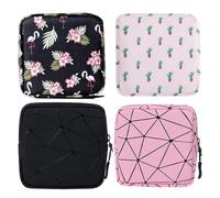 DALAETUS 4 Pcs Cotton Sanitary Napkin Storage Bag Set, Oxford Fabric Period Pouch in Different Patterns, Portable Period Bag, Sanitary Pad Storage Bag with Zipper for Teen Girls Women Ladies