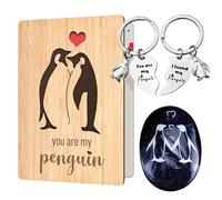 DALAETUS 4 Pcs Penguin Heart Keyring Gift Set, You are My Penguin Keyrings with Penguin Greeting Card, Penguin Pebble with Pouch and Gift Box for Him, Her, Love Gift for Valentines Day