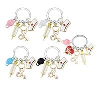 DALAETUS 5 Pcs Nurse Keyrings Set, Cute Keychains, Medical Tools Key Rings Gifts Jewelry Accessories for Nurse Decor Medical Students Bag Pendant
