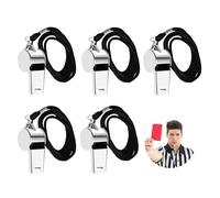 DALAETUS 5 Pcs Whistle - Stainless Steel Sports Whistles with Lanyard, Loud Clear Sound Metal Referee Whistle for Outdoor Activities, Coaches, School Sports