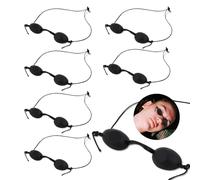 DALAETUS 6 Pcs Black Sunbed Goggles - Adjustable, Ergonomic Design, Soft & Durable Eye Protection for IPL, Laser Cosmetic, Eyebrow Wash - Strong Shade Safety Tanning Goggles