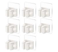 DALAETUS 8 Pcs Broom Holder Wall Mounted, Self Adhesive Mop and Brush Holder, No Drill for Garage Kitchen Garden Bathroom, White
