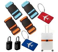 DALAETUS 8pcs Adjustable Luggage Straps, Thickened Suitcase Belts, Travel Accessories with Quick Release Buckle, Luggage Belt for Travel Security, Handbags, Suitcase Baggage, Blue, Orange