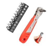 DALAETUS Mini Right Angle Screwdriver Set with Magnetic Screwdrive, 1/4 Inch PH2 Orange Ratchet, Screwdriver Bits Set for DIY Enthusiasts, Durable Carbon Steel, 11 cm Length