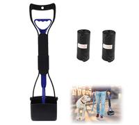 DALAETUS Pet Pooper Scooper Set, 17.7 inch Long Handle Portable Foldable Dog Dirt Scoop with Waste Bag for Outdoor/Indoor Cat Dog Animal Waste Grass Gravel Sand, Blue