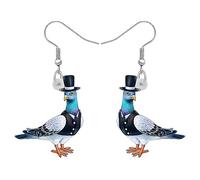 DALANE Acrylic Anime Hawaii Pigeon Earrings Dangle Drop Top Hat Bird Animals Jewelry for Women Girls Kids Gifts Party Favors Charms (Ebony)