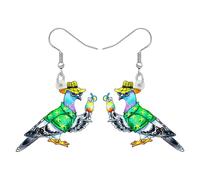 DALANE Acrylic Anime Hawaii Pigeon Earrings Dangle Drop Top Hat Bird Animals Jewelry for Women Girls Kids Gifts Party Favors Charms (Green)