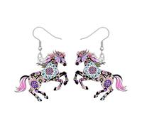 DALANE Acrylic Boho Horse Dangle Earrings Horse Gifts for Women, Mandala Ethnic Pattern Southwestern Style Wear, Floral Bohemian Animal Spring Jewelry Rodeo Outfits Accessories, M, Acrylic Stainless
