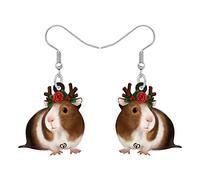 DALANE Acrylic Christmas Cute Guinea Pig Earrings Dangle Drop Anime Rat Pets Animals Jewelry for Women Girls Kids Gifts Party Favors Decor Charms (Brown A)