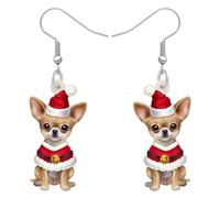 DALANE Acrylic Christmas Hat Chihuahua Dog Earrings Dangle Drop Puppy Pets Jewelry Funny Gifts for Women Girls Kids Dog Lovers Party Favors (Coffee)
