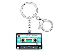 DALANE Acrylic Creative 80s 90s Cassette Tape Keychain for Women Girls Music Lovers Keyring Jewellery for Car Purse Keys Charms (Blue)
