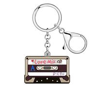 DALANE Acrylic Creative 80s 90s Cassette Tape Keychain for Women Girls Music Lovers Keyring Jewellery for Car Purse Keys Charms (Pink)