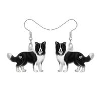 DALANE Acrylic Cute Border Collie Dog Earrings Dangle Drop Puppy Pets Jewelry Gifts for Women Girls Kids Dog Lovers Charms (Black)