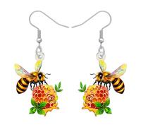 DALANE Acrylic Cute Bumble Bee Dangle Earrings Funny Honey Jar Honeybee Earrings Dangling Insect Bug Spring Summer Jewellery Accessories Bee Gifts for Women Charms (Colourful)