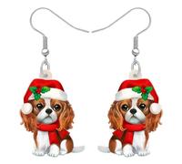 DALANE Acrylic Cute Christmas Cavalier King Charles Spaniel Dog Earrings Dangle Drop Puppy Pets Jewelry for Women Girls Kids Dog Lovers Charms Gifts (Brown)
