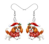 DALANE Acrylic Cute Christmas Cavalier King Charles Spaniel Dog Earrings Dangle Drop Puppy Pets Jewelry Holiday Gifts for Dog Lovers Women Mom Charms Accessories, M, Acrylic, No Gemstone