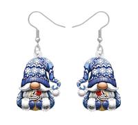 DALANE Acrylic Cute Christmas Gnome Earrings Festival Dangle Snowflake Santa Claus Hat Dwarf Party Jewellery For Women Gifts Charms (Blue)