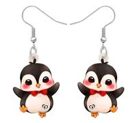 DALANE Acrylic Cute Christmas Hat Penguin Earrings Dangle Drop Anime Scarf Animals Jewelry Gifts for Women Girls Kids Party Favors Decor (White)