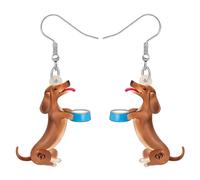 DALANE Acrylic Cute Dachshund Dog Earrings Dangle Drop Anime Puppy Pets Jewelry Gifts for Women Girls Kids Dog Lovers Charms (Brown)