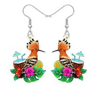 DALANE Acrylic Cute Hawaiian Bird Dangle Drop Earrings Funny Tropical Hibiscus Flowers Coconut Drink Design Summer Jewellery Beach Gifts for Women Bird Lovers (Colorful)