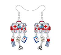 DALANE Acrylic Cute Nurse Day First-aid Kit Earrings Dangle Medical Theme Symbol Funny Appreciation Jewellery Nursing Thank You Gifts for Women Mom Nurses Week Doctor RN Students Graduation (White)
