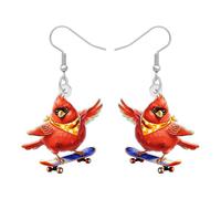 DALANE Acrylic Cute Red Cardinal Bird Earrings Cardinal Gifts for Women Bird Lovers, Fun Nature Flower Mushroom Northern Birds Dangle Spring Jewelry Accessories, M, Acrylic, No Gemstone