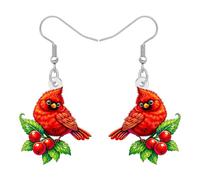 DALANE Acrylic Cute Red Cardinal Earrings Bird Gifts for Women, M, Acrylic, No Gemstone