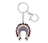 DALANE Acrylic Funny Native American Indian Headdress Keychain Car Keys Purse Bags Keyring Accessories Gifts for Women Girls (Brown)