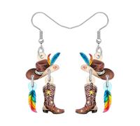 DALANE Acrylic Funny Western Cowboy Cowgirl Hat Boots Earrings Cute Bohemian Dangle Earrings Country Music Handmade Jewellery Outfit Gifts for Women Rodeo Charms (Multicolour)