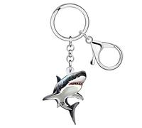DALANE Acrylic Novelty Shark Keychains Ocean Fish Car Key Ring Sea Life Jewelry Gifts for Women Girls Purse Charms (Grey)
