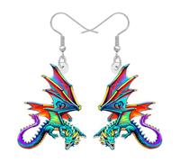 DALANE Acrylic Unique Fantasy Dragon Earrings Cute Dinosaur Dangle Statement Jewellery Accessories Dragon Gifts for Women Animal Lovers Charms (Colorful)