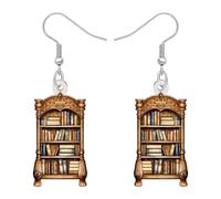 DALANE Acrylic Vintage Book Lover Gifts Bookshelf Dangle Drop Earrings Funny Library Bookshelves Design Jewellery Gifts for Women Librarian Readers Book Lovers (Beige)