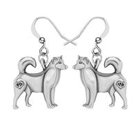 DALANE Alloy Antique Gold Silver Plated Siberian Husky Dog Earrings Dangle Pets Jewelry for Women Girls (Antique Silver Plated B)
